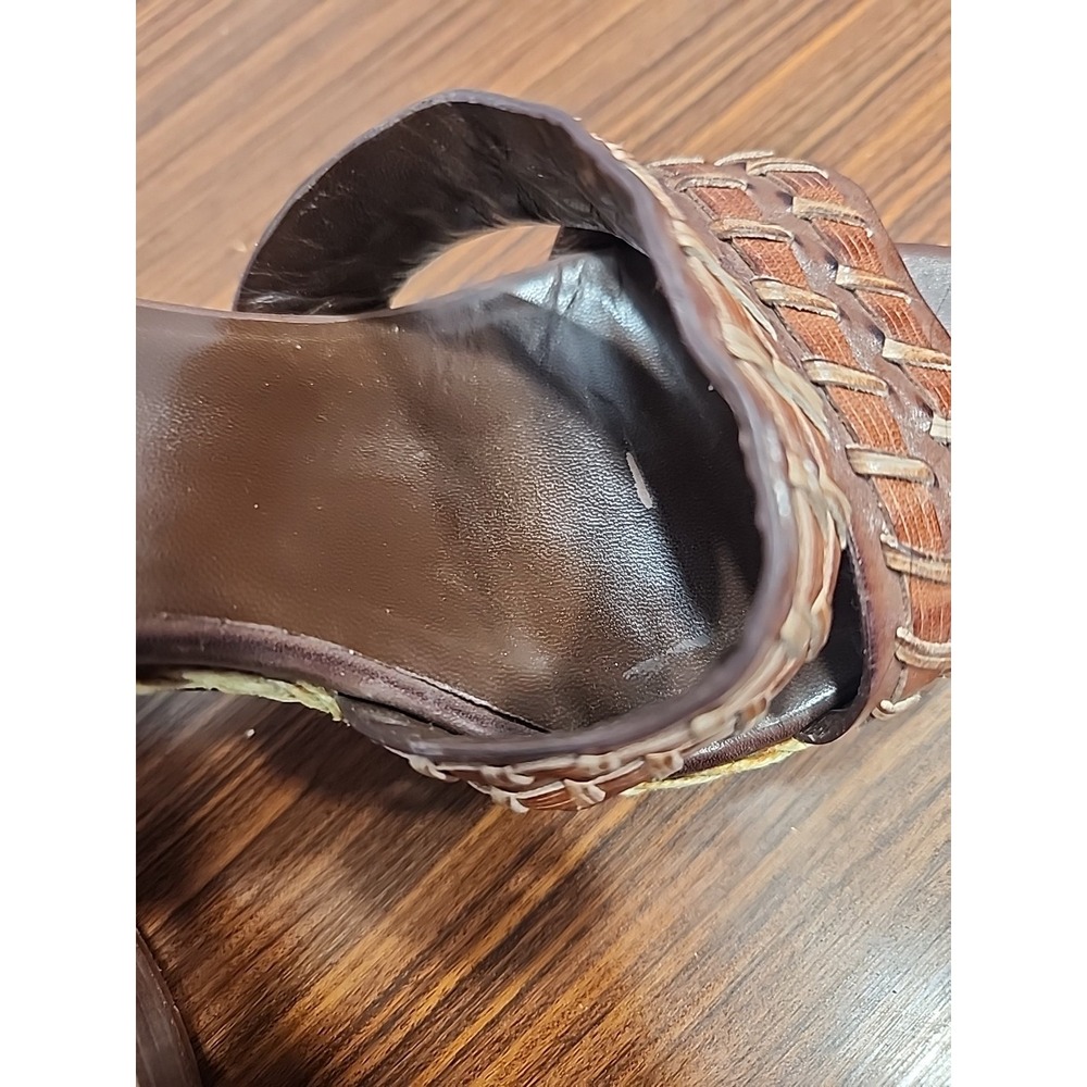 Cole Haan Vanessa Air Brown Woven Leather Stiletto Heels Sandals 9.5 Ankle Strap - Picture 10 of 10